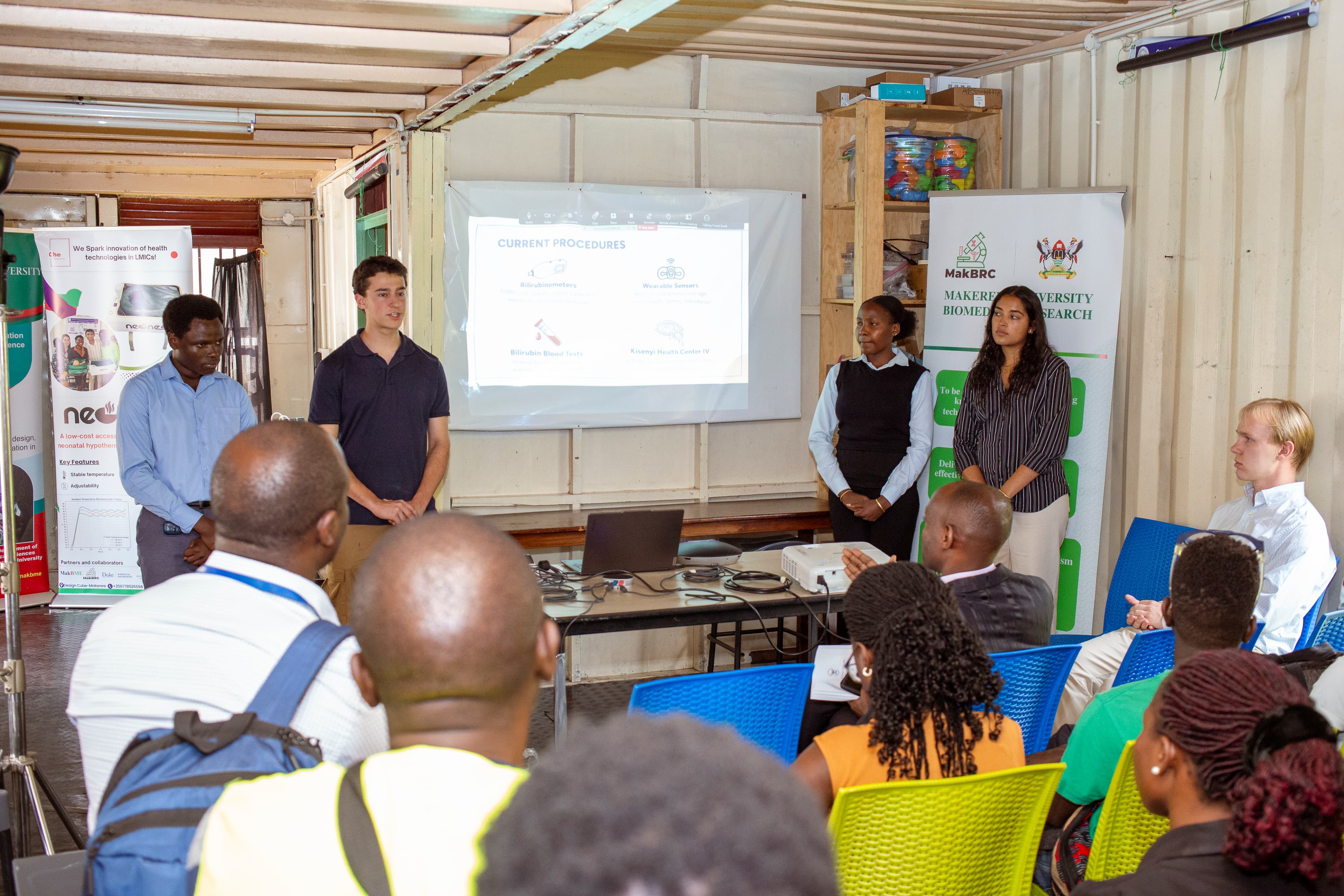 Daniel and the BiliBright team presenting to clinicians and collaborators in Uganda.
